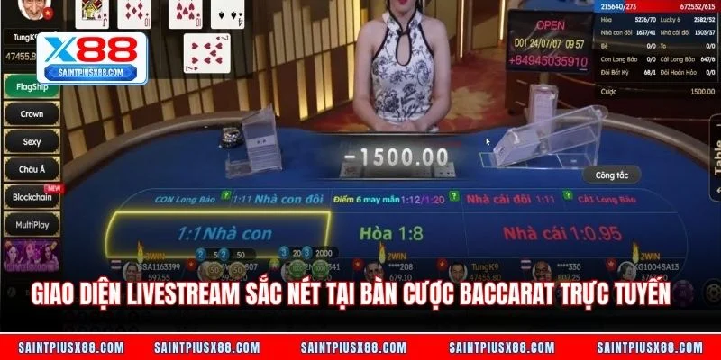 Giao diện livestream sắc nét tại bàn cược baccarat trực tuyến