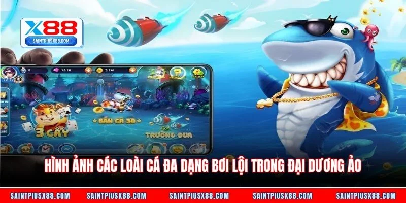 Hình ảnh các loài cá đa dạng bơi lội trong đại dương ảo